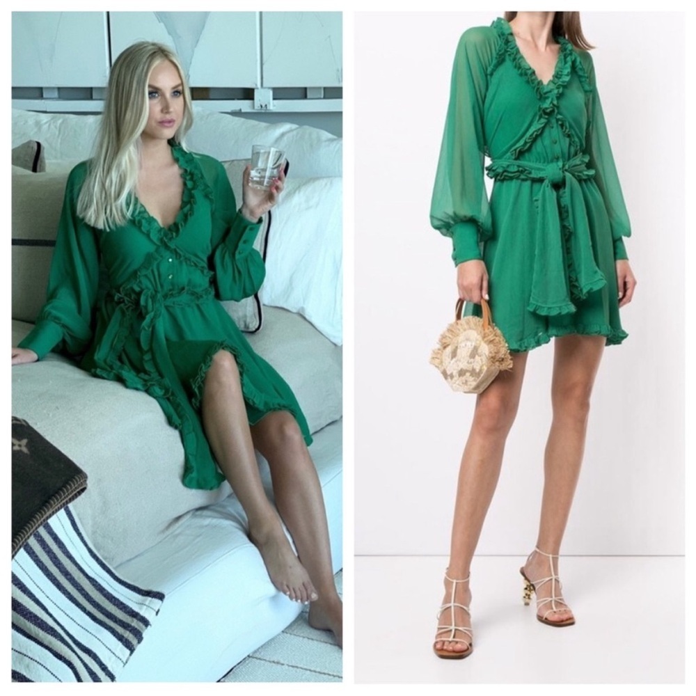ALEXIS Green Ruffle-Trim Mini Dress - Women